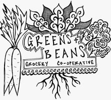 Greens and Beans Grocery Co-operative logo. Greens and Beans Grocery Co-operative logo.