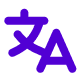 A purple icon showing a Hangul and Latin alphabetical character. A purple icon showing a Hangul and Latin alphabetical character.